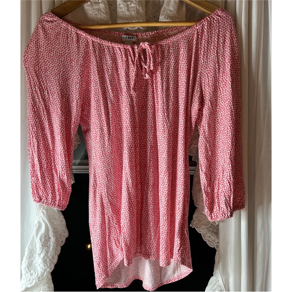 Old Navy Smocked-Neck Blouse for Women: ruffle scoop neck,w/3/4 sleeve Soft.